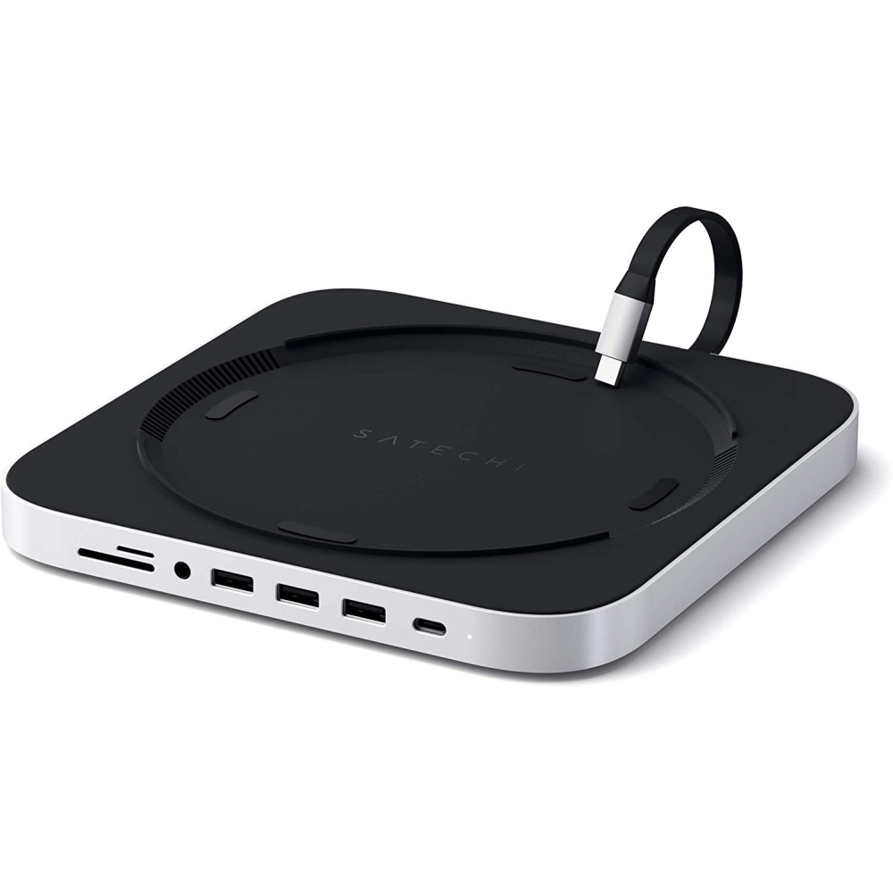 Satechi Stand Hub Βάση Αλουμινίου για Mac Mini 2023 / M1 2020 / 2018 / Mac Studio 2023 / 2022 - Με Θύρες 1 x Type-C / 3 x USB-A / 1 x 3.5mm Jack / 1 x SD & Micro SD - Silver (ST-ABHFS)