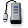 Satechi Type-C 2 in 1 USB Hub & Ethernet - Αντάπτορας Αλουμινίου Με 3 x USB-Α / 1 x Ethernet - Space Gray (ST-TC2N1USB31AM)