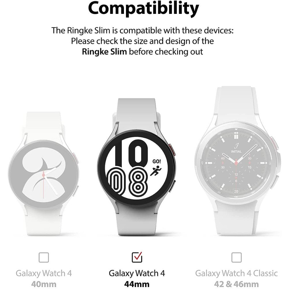 Ringke Θήκη Slim Case - Samsung Galaxy Watch 4 44mm - Clear / Black - 2 Τεμάχια (8809818847829)