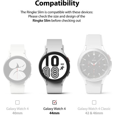Ringke Θήκη Slim Case - Samsung Galaxy Watch 4 44mm - Clear / Black - 2 Τεμάχια (8809818847829)