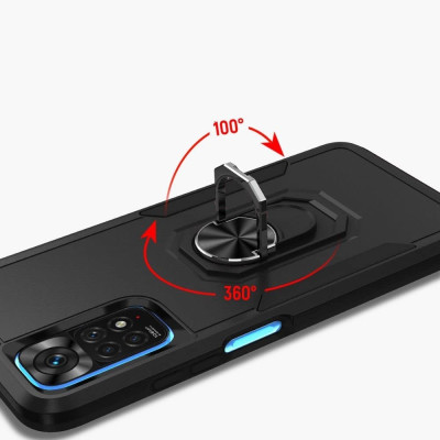 Tech Protect Magring - Ανθεκτική Θήκη Xiaomi Redmi Note 11 / 11S με Μεταλλικό Ring Holder - Black (9589046920516)