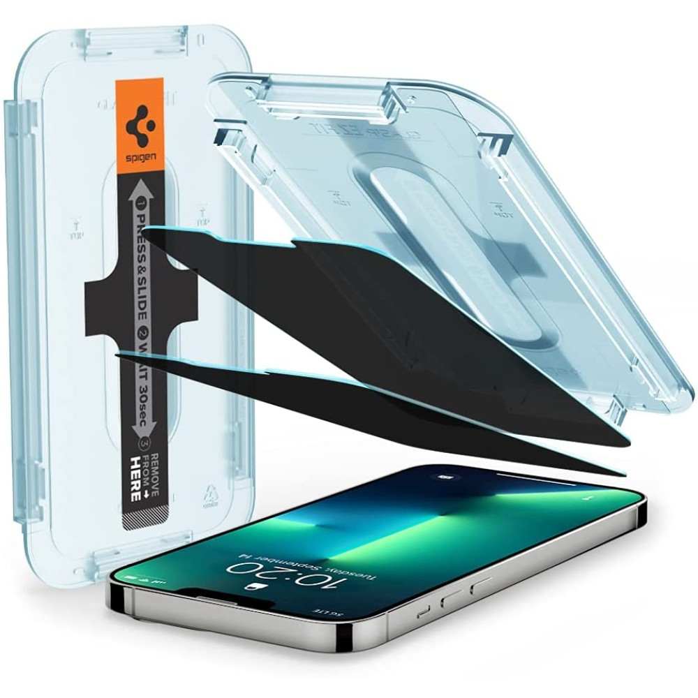 Spigen Privacy Tempered Glass GLAS.tR EZ Fit - Αντιχαρακτικό Γυαλί Προστασίας Απορρήτου Οθόνης Apple iPhone 16e / 14 / 13 / 13 Pro - 2 Τεμάχια (AGL03388)