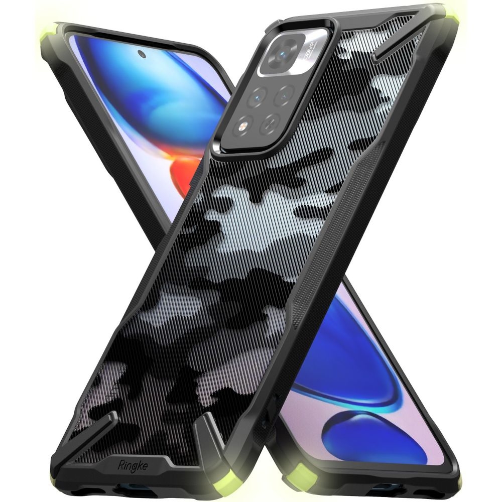 Ringke Σκληρή Θήκη Fusion X Plus με TPU Bumper - Xiaomi Redmi Note 11 Pro Plus 5G - Lime Glow / Camo Black (8809848204869)