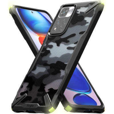 Ringke Σκληρή Θήκη Fusion X Plus με TPU Bumper - Xiaomi Redmi Note 11 Pro Plus 5G - Lime Glow / Camo Black (8809848204869)