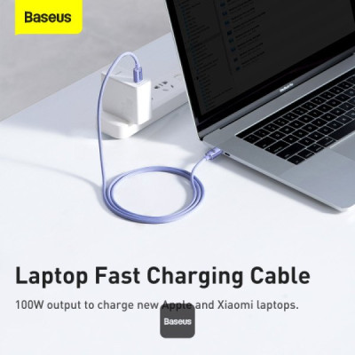 Καλώδιο Baseus Crystal Shine Series Φόρτισης και Μεταφοράς Δεδομένων Type-C σε Type-C 100W 120cm - Lilac (CAJY000605)