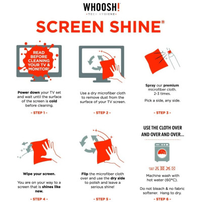 Whoosh! Screen Shine GO XL - Σετ Καθαρισμού Οθόνης με Υγρό Σπρέι και Αντιμικροβιακό Πανί από Μικροΐνες - 100ml (837296000199)