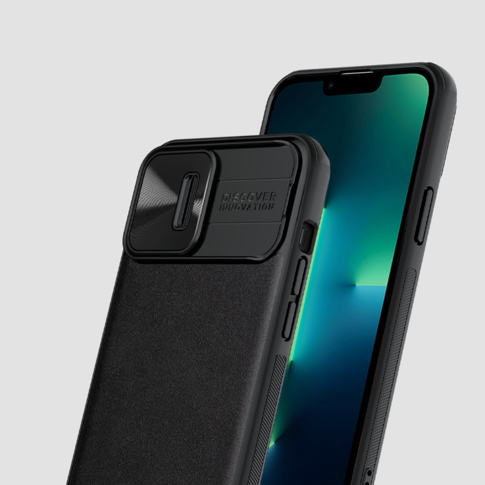 Nillkin CamShield Leather Case - Σκληρή Θήκη με Κάλυμμα για την Κάμερα - Apple iPhone 13 Pro Max - Black (6902048237346)