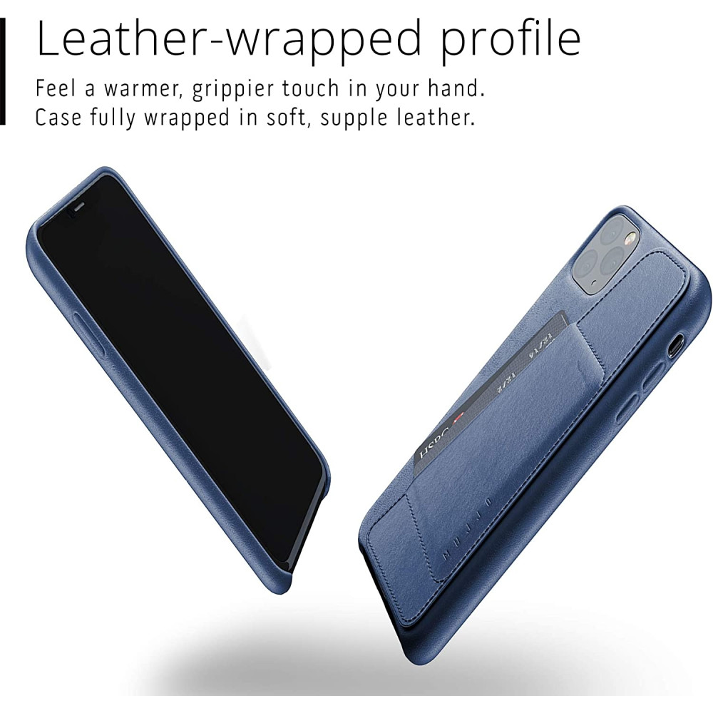 MUJJO Full Leather Wallet Case - Δερμάτινη Θήκη-Πορτοφόλι Apple iPhone 11 Pro Max - Blue (MUJJO-CL-004-BL)
