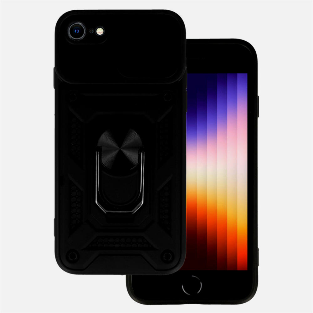 Bodycell Armor Slide - Ανθεκτική Θήκη Apple iPhone SE 2022 / 2020 / 8 / 7 με Κάλυμμα για την Κάμερα & Μεταλλικό Ring Holder - Black (5206015005138)