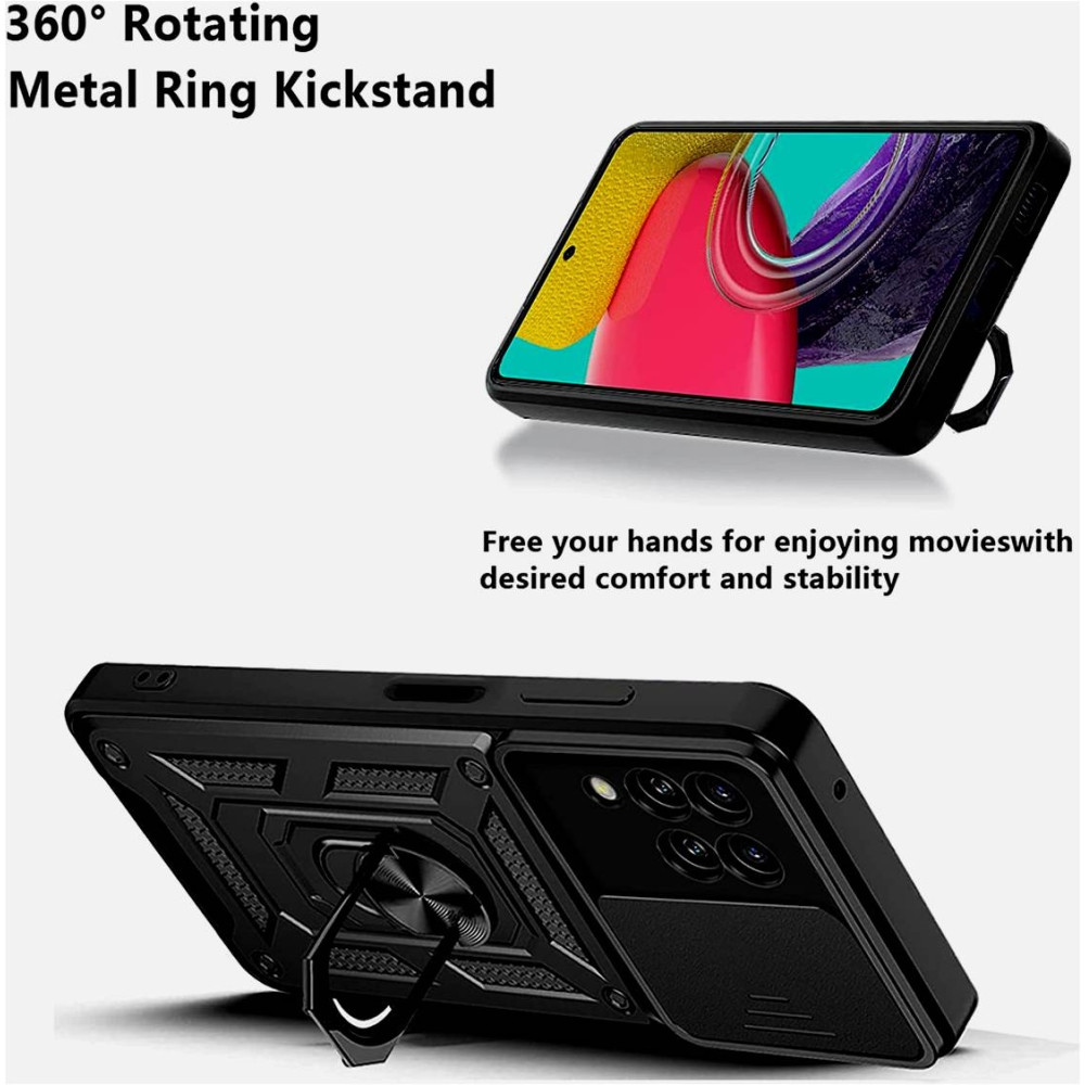 Bodycell Armor Slide - Ανθεκτική Θήκη Samsung Galaxy M33 με Κάλυμμα για την Κάμερα & Μεταλλικό Ring Holder - Black (5206015010712)
