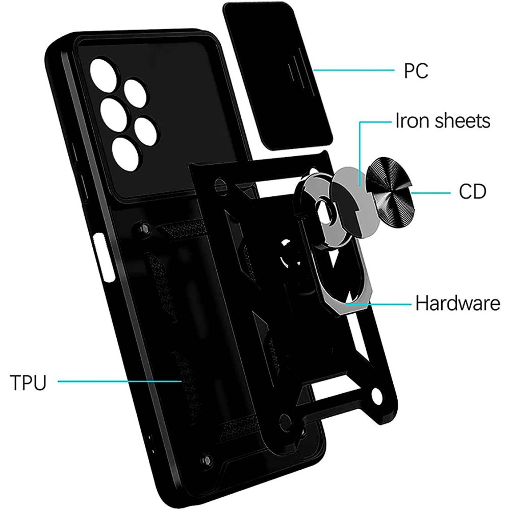 Bodycell Armor Slide - Ανθεκτική Θήκη Samsung Galaxy A23 με Κάλυμμα για την Κάμερα & Μεταλλικό Ring Holder - Black (5206015010613)