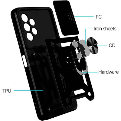 Bodycell Armor Slide - Ανθεκτική Θήκη Samsung Galaxy A23 με Κάλυμμα για την Κάμερα & Μεταλλικό Ring Holder - Black (5206015010613)