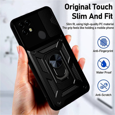 Bodycell Armor Slide - Ανθεκτική Θήκη Realme C21 με Κάλυμμα για την Κάμερα & Μεταλλικό Ring Holder - Black (5206015009785)