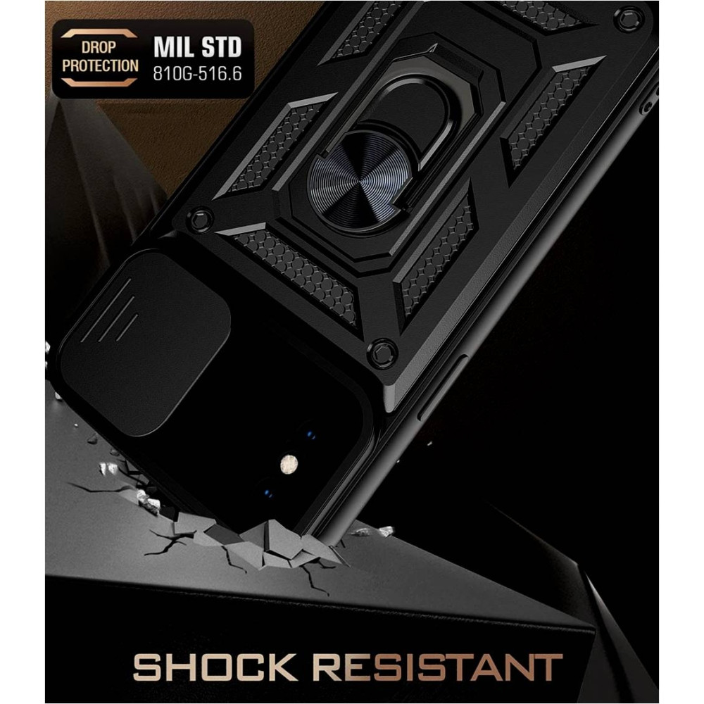 Bodycell Armor Slide - Ανθεκτική Θήκη Apple iPhone X / XS με Κάλυμμα για την Κάμερα & Μεταλλικό Ring Holder - Black (5206015005145)