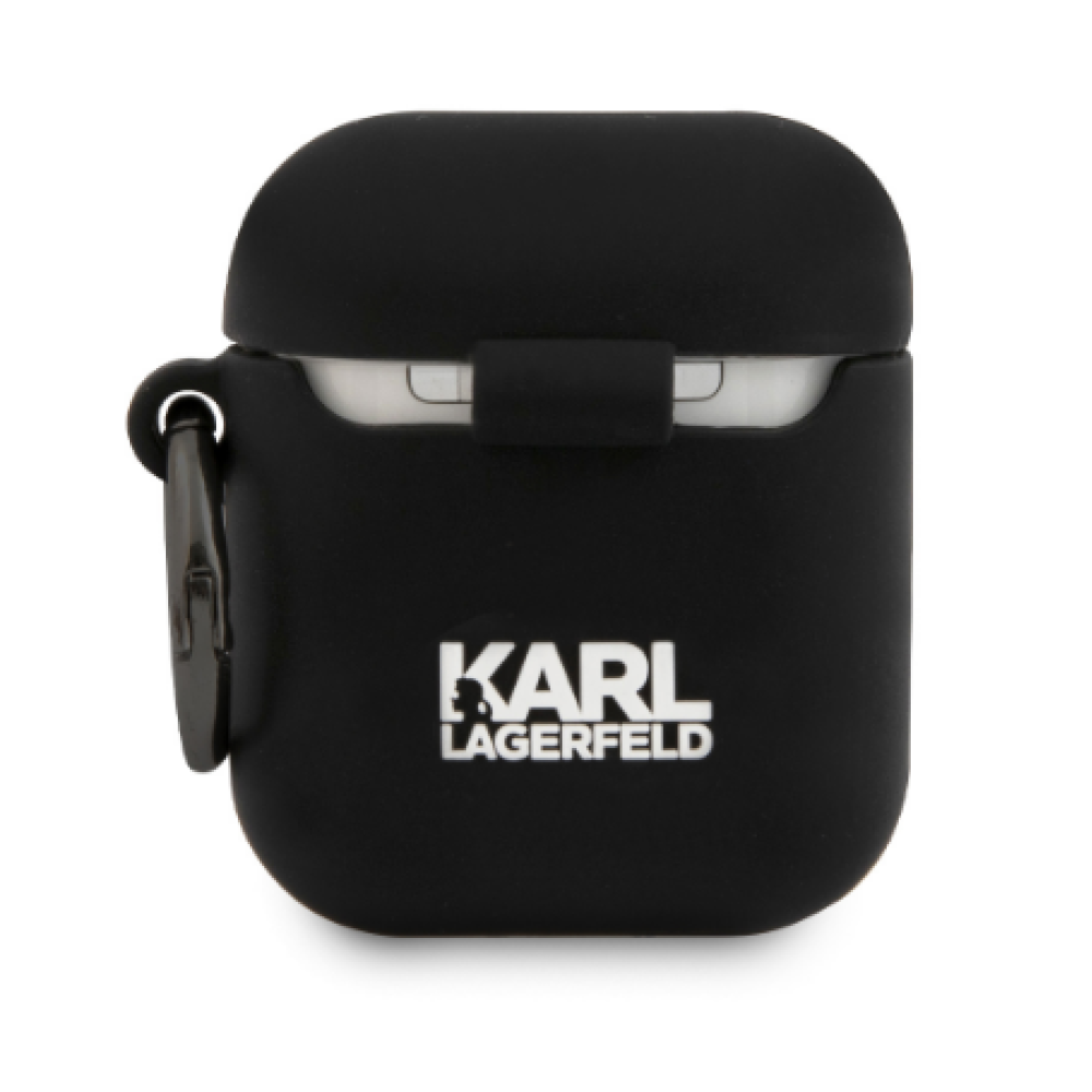 Karl Lagerfeld Embossed Logo Choupette Head Collection - Θήκη Σιλικόνης για AirPods 2nd Gen / 1st Gen - Black (KLACA2SILCHBK)