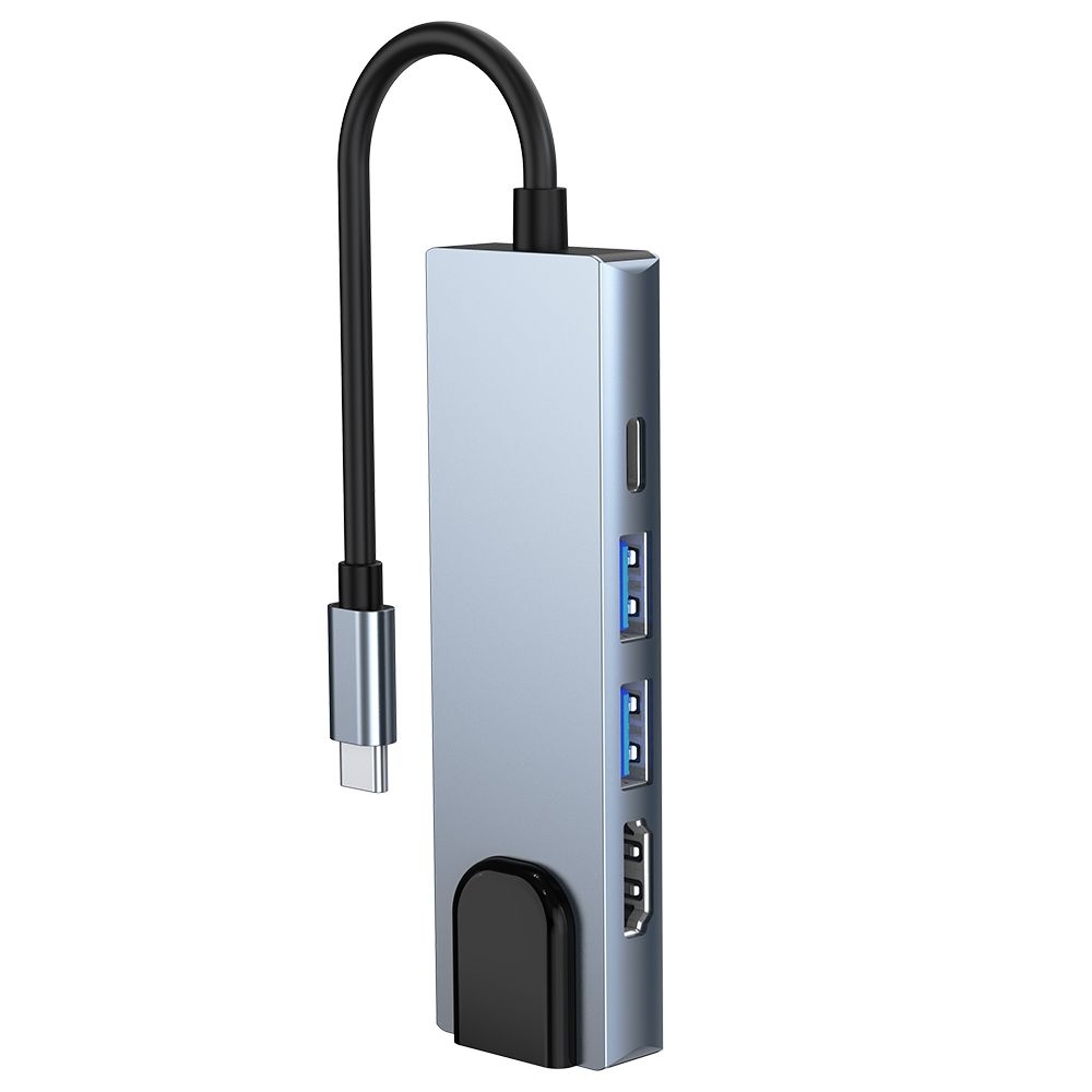 Tech-Protect V3 Hub Adapter 5 in 1 - Type-C Αντάπτορας Αλουμινίου Με 2 x USB-A / 1 x Type-C / 1 x 4K HDMI / 1 x Ethernet RJ45 - Grey (9589046919312)