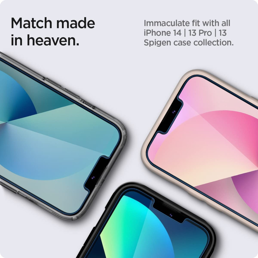 Spigen Tempered Glass GLAS.tR EZ Fit - Αντιχαρακτικό Γυαλί Οθόνης Apple iPhone 16e / 14 / 13 / 13 Pro - 2 Τεμάχια (AGL03385)
