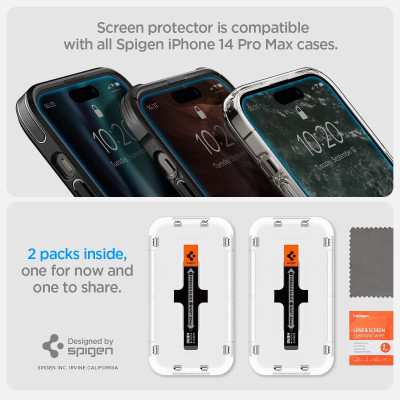 Spigen Tempered Glass GLAS.tR EZ Fit - Αντιχαρακτικό Γυαλί Οθόνης Apple iPhone 14 Pro Max - 2 Τεμάχια (AGL05202)