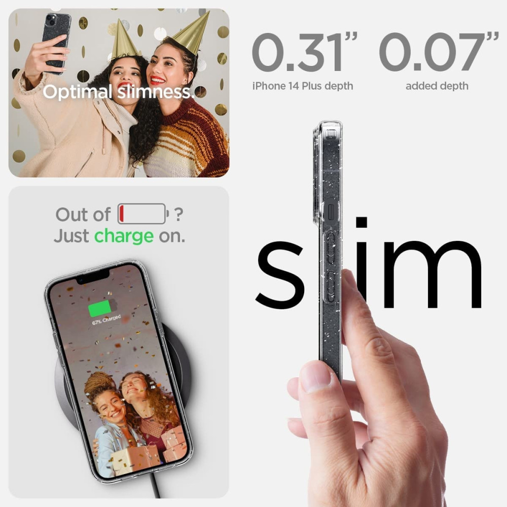 Spigen Liquid Crystal Glitter - Θήκη Σιλικόνης Apple iPhone 15 Plus / 14 Plus - Crystal Quartz (ACS04888)