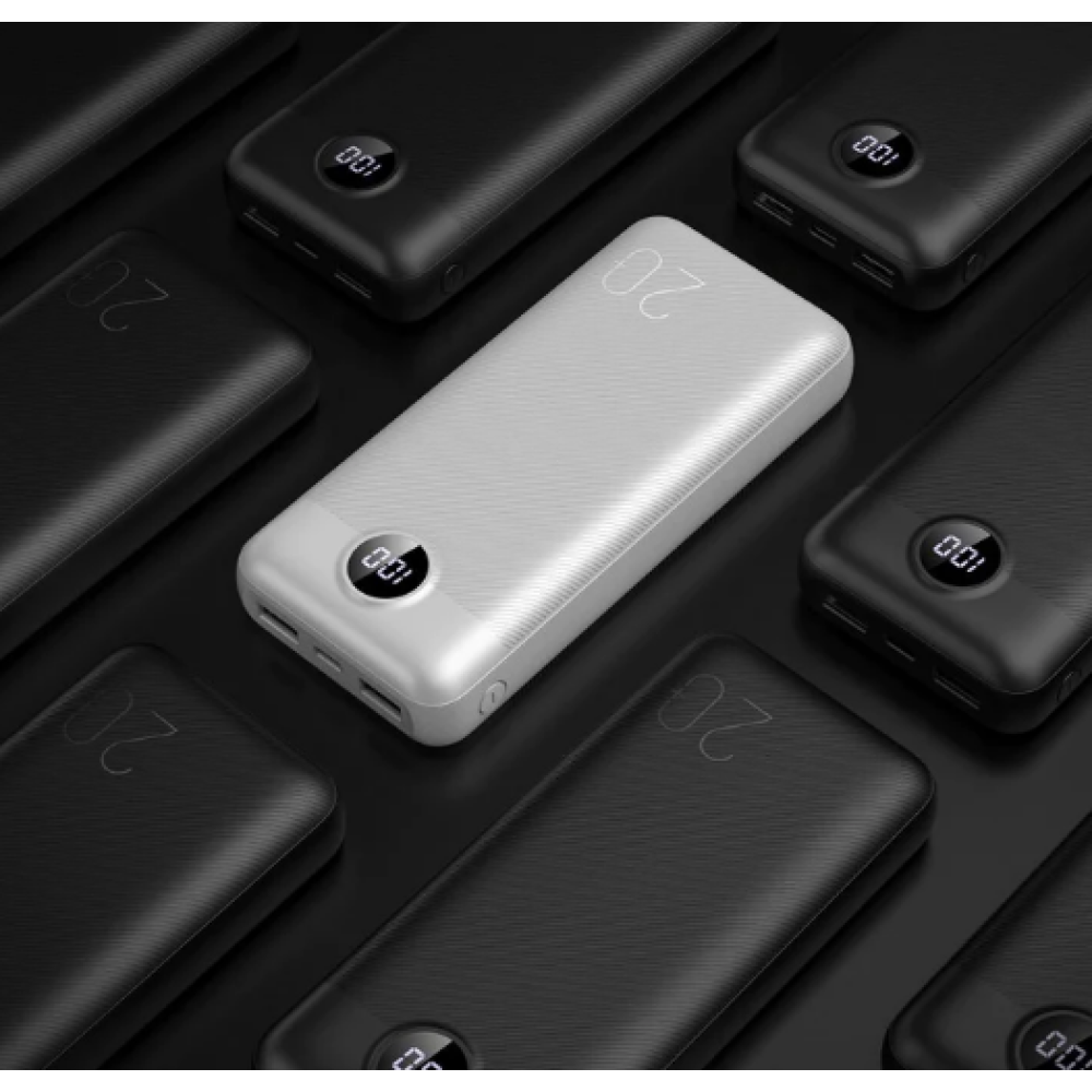 Veger PowerBank L20S με Ψηφιακή Οθόνη LED - Φορητή Μπαταρία Φόρτισης με 2 x USB-Α / 1 x Type-C - 20000mAh - 20W - White (VP2039PD)