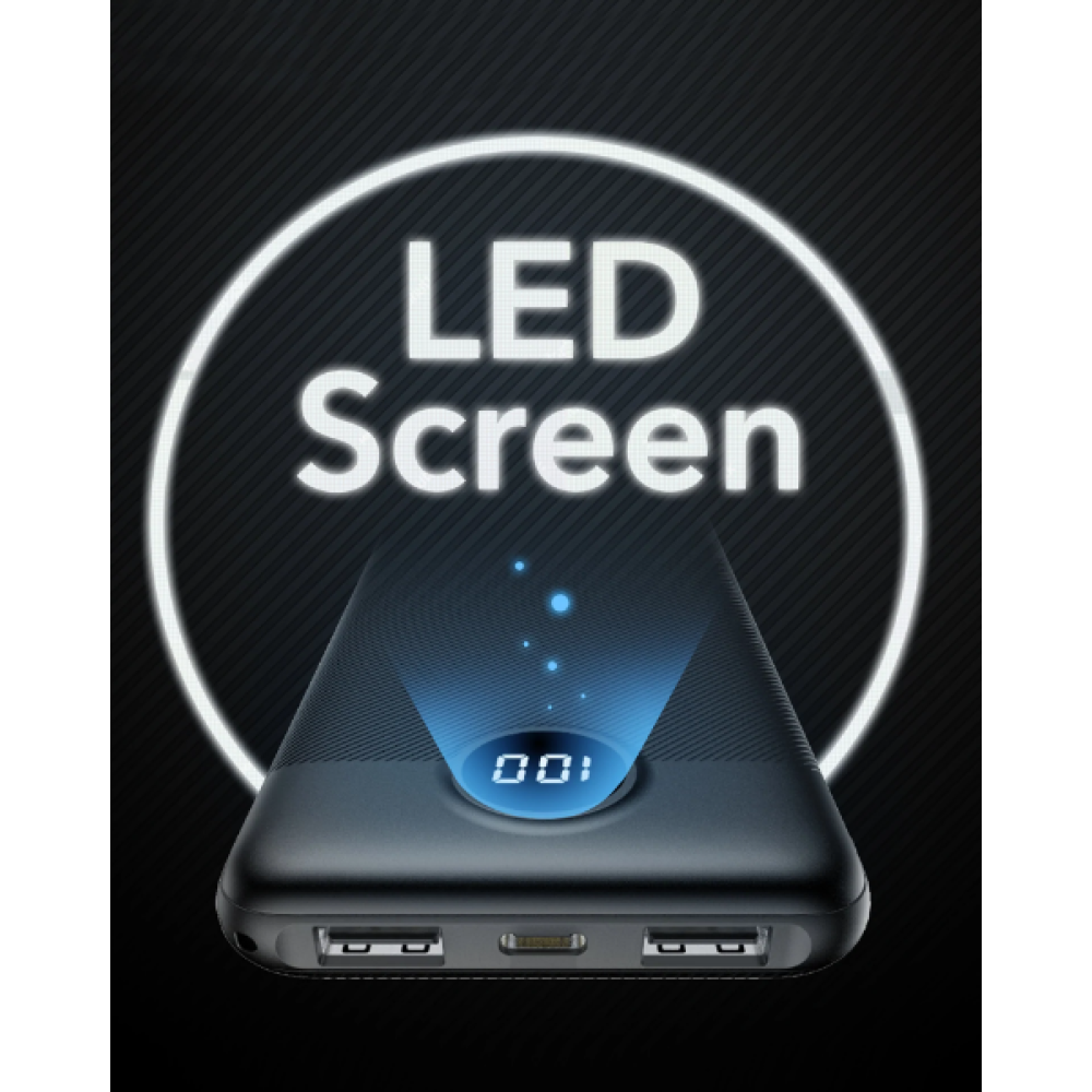 Veger PowerBank L10 με Ψηφιακή Οθόνη LED - Φορητή Μπαταρία Φόρτισης με 2 x USB-Α - 10000mAh - Black (VP1105)