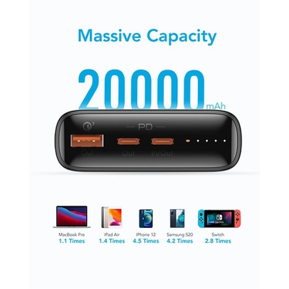 Veger PowerBank T65A - Φορητή Μπαταρία Φόρτισης με 1 x USB-Α / 2 x Type-C - 20000mAh - 65W - Black (VP2032C)