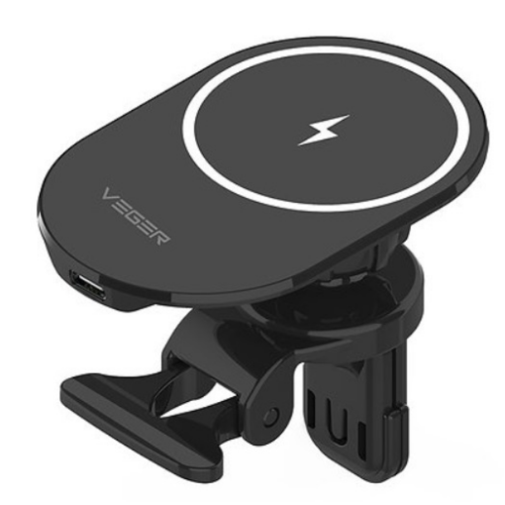 Veger Y38 Μαγνητική Βάση Ασύρματης Φόρτισης MagSafe για Αεραγωγούς Αυτοκινήτου - 15W - Black (6970453555409)