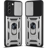 Bodycell Armor Slide - Ανθεκτική Θήκη Samsung Galaxy S21 FE 5G με Κάλυμμα για την Κάμερα & Μεταλλικό Ring Holder - Silver (5206015014451)
