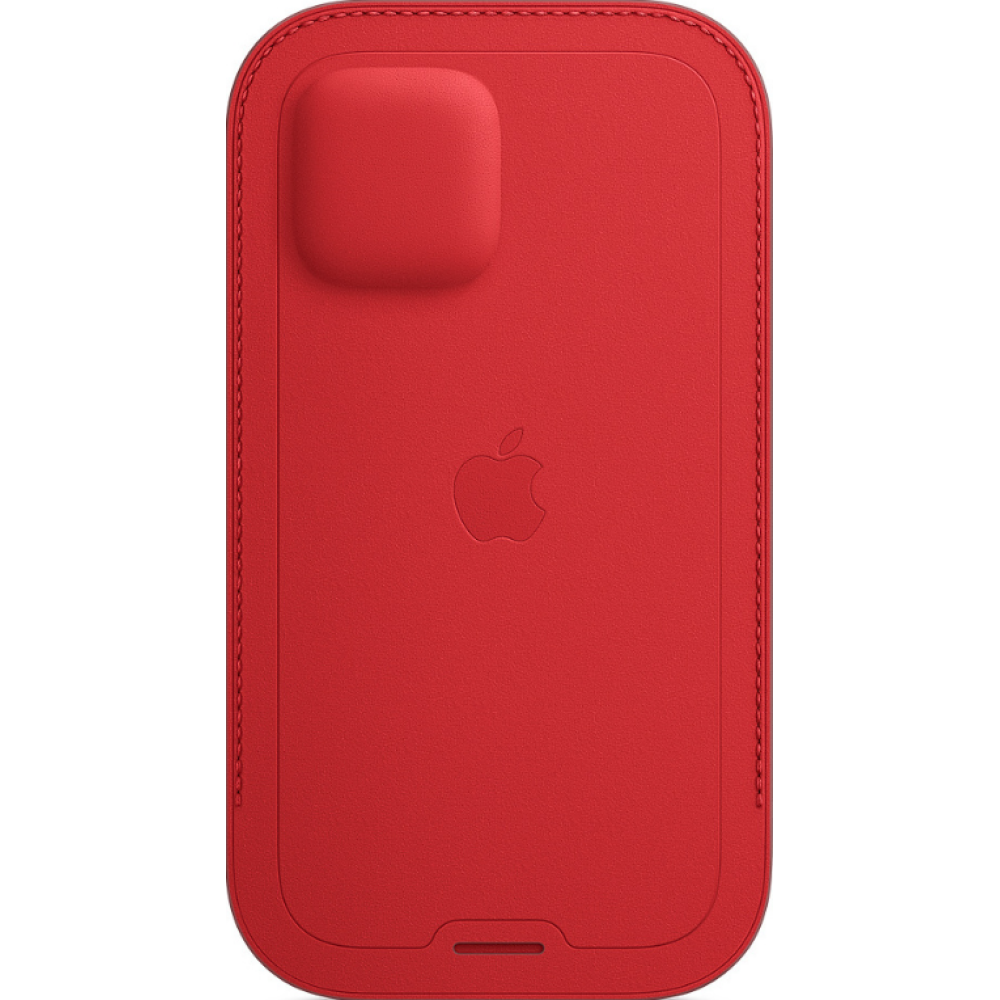 Official Apple Leather Sleeve - Δερμάτινη Θήκη - Πορτοφόλι με MagSafe και Λουράκι Χειρός - Apple iPhone 12 / 12 Pro - Scarlet (MHYE3ZM/A)
