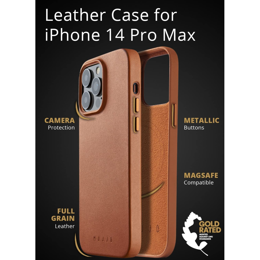 MUJJO Full Leather Case - Δερμάτινη Θήκη MagSafe - Apple iPhone 14 Pro Max - Tan (MUJJO-CL-029-TN)