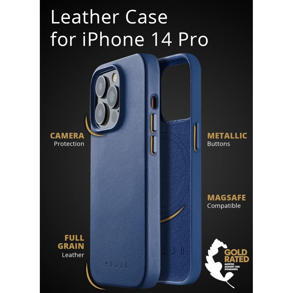 MUJJO Full Leather Case - Δερμάτινη Θήκη MagSafe - Apple iPhone 14 Pro - Blue (MUJJO-CL-027-BL)