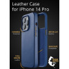 MUJJO Full Leather Case - Δερμάτινη Θήκη MagSafe - Apple iPhone 14 Pro - Blue (MUJJO-CL-027-BL)