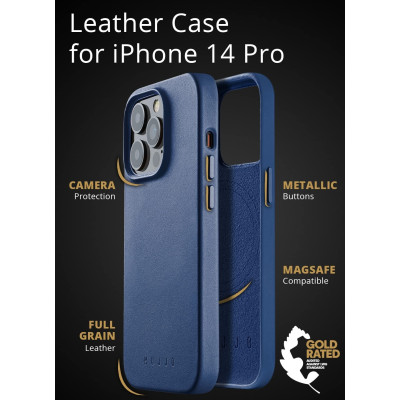 MUJJO Full Leather Case - Δερμάτινη Θήκη MagSafe - Apple iPhone 14 Pro - Blue (MUJJO-CL-027-BL)