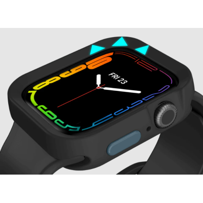 SwitchEasy Colors - Θήκη Σιλικόνης Apple Watch SE/9/8/7/6/5/4 (45/44mm) με 4 Καλύμματα για το Πλαϊνό Κουμπί - Black (GS-107-231-139-11)