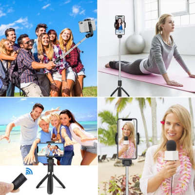 Tech-Protect L02S - Ασύρματο Bluetooth Selfie Stick και Τρίποδο με Τηλεχειριστήριο - Black (9490713937099)