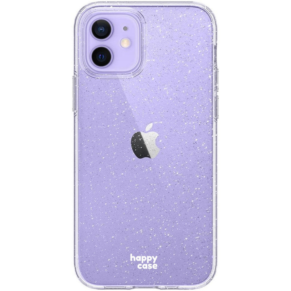 HappyCase Διάφανη Θήκη Σιλικόνης Apple iPhone 12 / 12 Pro - Glitter Print (8719246323263)