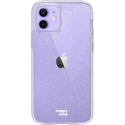 HappyCase Διάφανη Θήκη Σιλικόνης Apple iPhone 12 / 12 Pro - Glitter Print (8719246323263)