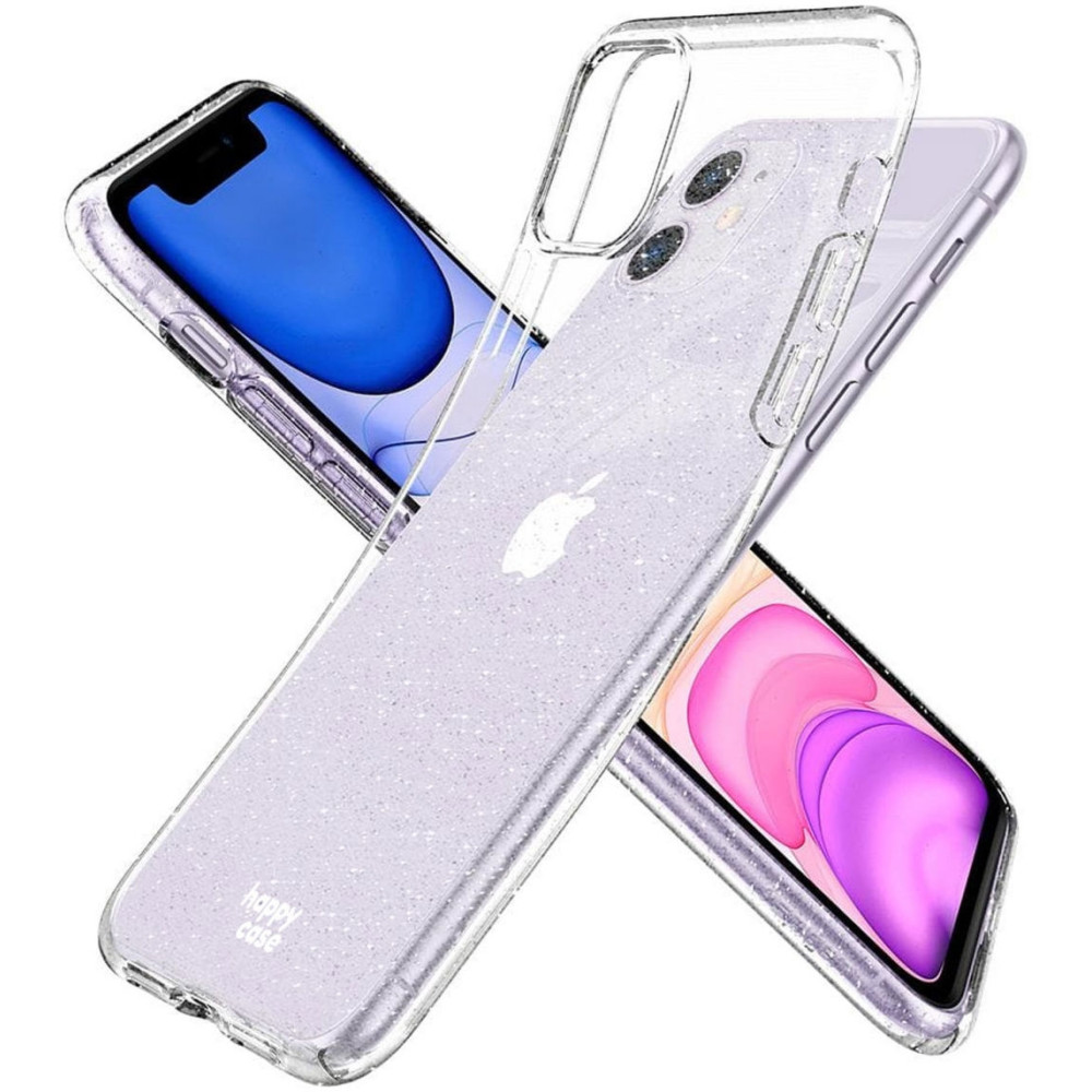 HappyCase Διάφανη Θήκη Σιλικόνης Apple iPhone 11 - Glitter Print (8719246323287)