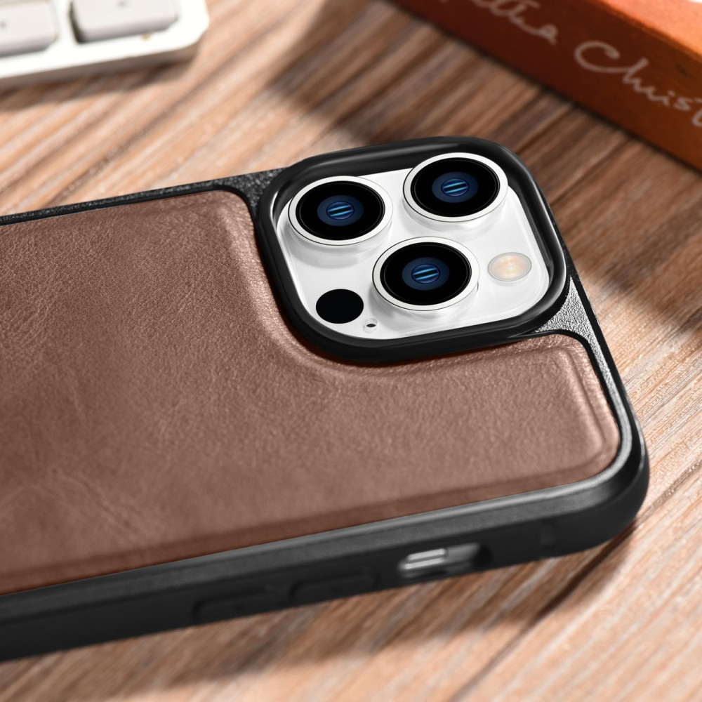 iCarer Oil Wax Leather Cover - Δερμάτινη Θήκη με TPU Bumper - Apple iPhone 14 Pro Max - Brown (WMI14220720-BN)