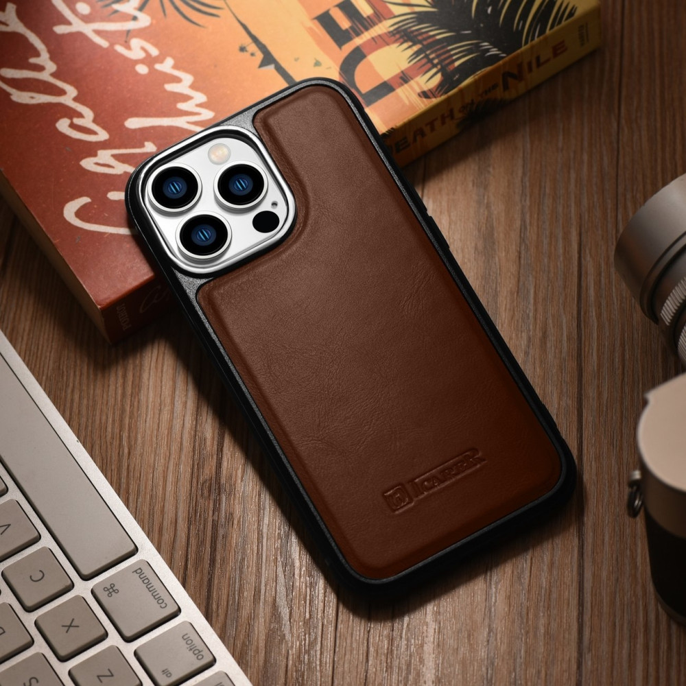 iCarer Oil Wax Leather Cover - Δερμάτινη Θήκη με TPU Bumper - Apple iPhone 14 Pro Max - Brown (WMI14220720-BN)