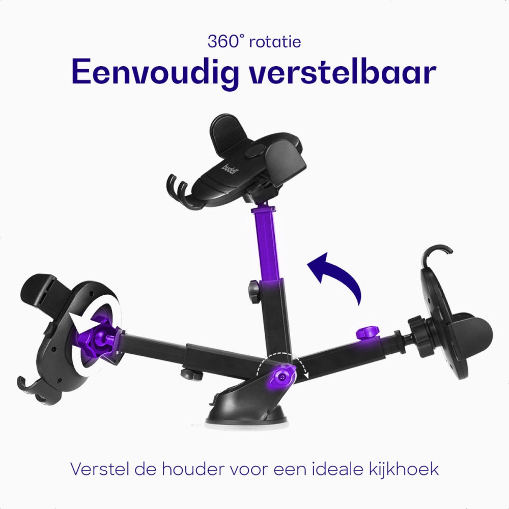 Buddi Phone Mount for Car Dashboard / Windshield - Universal Ρυθμιζόμενη Βάση Στήριξης Κινητών / Smartphone με Βεντούζα για Ταμπλό / Παρμπρίζ Αυτοκινήτου - Black - 5 Έτη Εγγύηση (8719246378638)