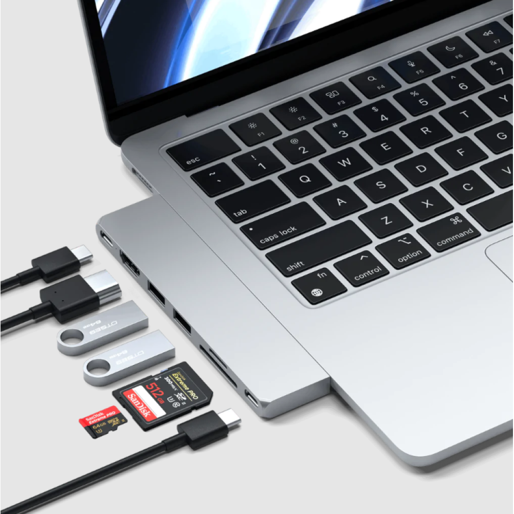 Satechi Type-C Pro Hub Slim Αντάπτορας για MacBook με 1 x USB4 / 1 x 4K HDMI / 1 x Type-C 10Gbps / 2 x USB-A 10Gbps / 1 x SD & MicroSD - Silver (ST-HUCPHSS)