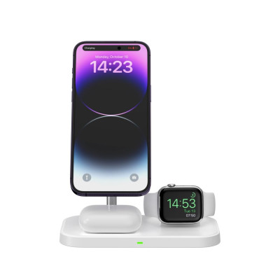 Tech-Protect A22 3 in 1 Wireless Charging Station - Βάση Ασύρματης Φόρτισης MagSafe για iPhone 16 / 15 / 14 / 13 / 12 / Airpods / Apple Watch - 15W - White (9490713930977)