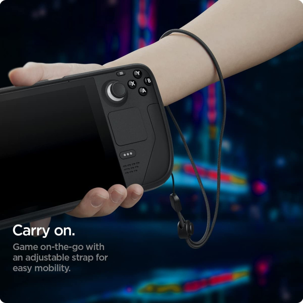 Spigen Θήκη Rugged Armor με Λουράκι Χειρός - Steam Deck / Steam Deck OLED - Matte Black (ACS03730)