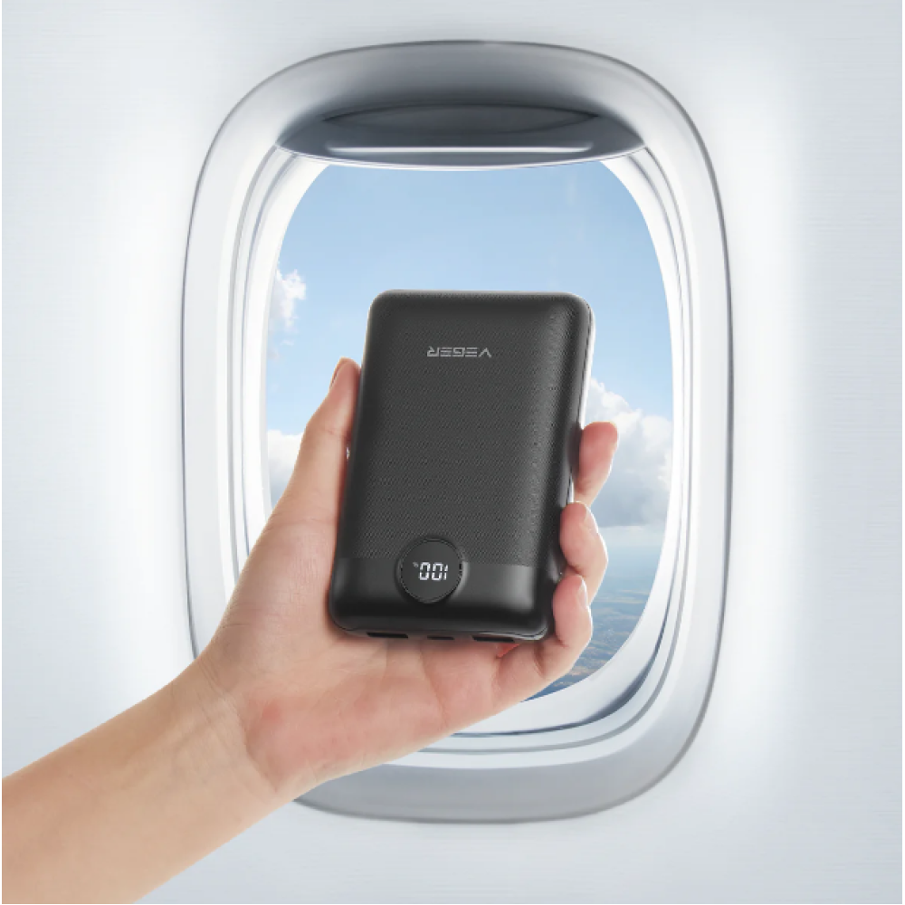 Veger PowerBank S20 με Ψηφιακή Οθόνη LED - Φορητή Μπαταρία Φόρτισης με 2 x USB-Α / 1 x Type-C - 20000mAh - Black (W2053)