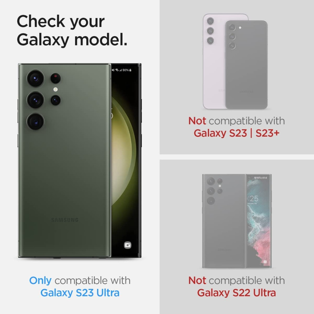 Spigen GLAS.tR EZ Fit OPTIK Pro Camera Lens Protector - Αντιχαρακτικό Προστατευτικό Γυαλί για Φακό Κάμερας Samsung Galaxy S23 Ultra - 2 Τεμάχια - Black (AGL05950)