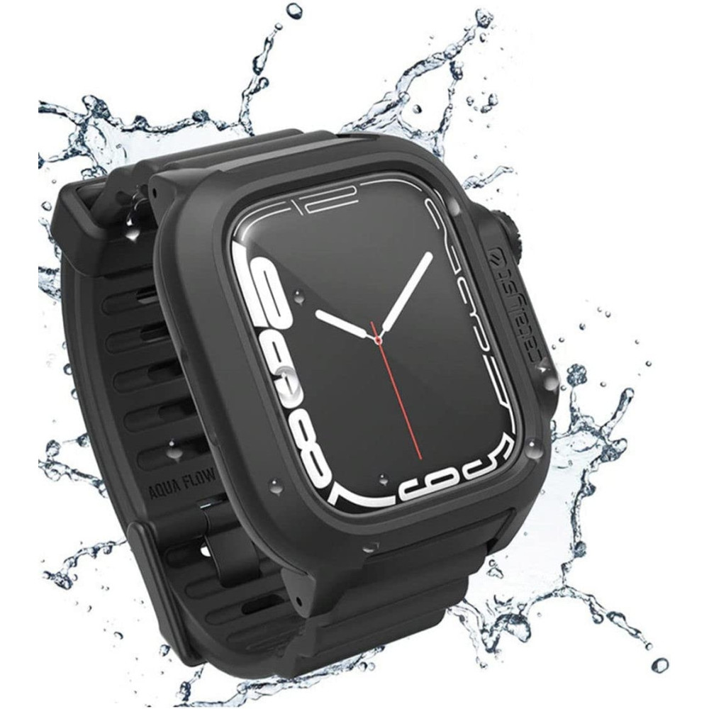 Catalyst Total Protection - Ανθεκτική Αδιάβροχη Full Body Θήκη με Λουράκι Σιλικόνης - Apple Watch 9 / 8 / 7 45mm - IP68 - Stealth Black (CAT45WAT7BLK)