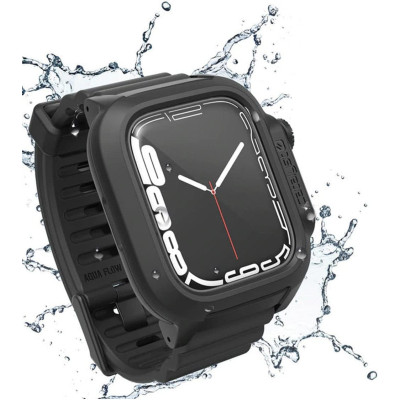 Catalyst Total Protection - Ανθεκτική Αδιάβροχη Full Body Θήκη με Λουράκι Σιλικόνης - Apple Watch 9 / 8 / 7 45mm - IP68 - Stealth Black (CAT45WAT7BLK)