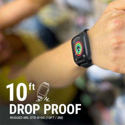 Catalyst Ανθεκτική Θήκη Active Defence και Λουράκι Σιλικόνης Apple Watch 9 / 8 / 7 41mm - Stealth Black (CAT41DROP7BLK)