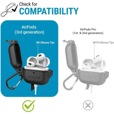 Catalyst Total Protection - Σκληρή Αδιάβροχη Ανθεκτική Θήκη - Apple AirPods 3rd Gen - IP68 - Stealth Black (CAT100APD3BLK)